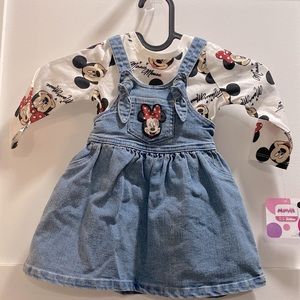 Minnie Mouse denim overall dress and shirt set Disney Junior Minnie collection